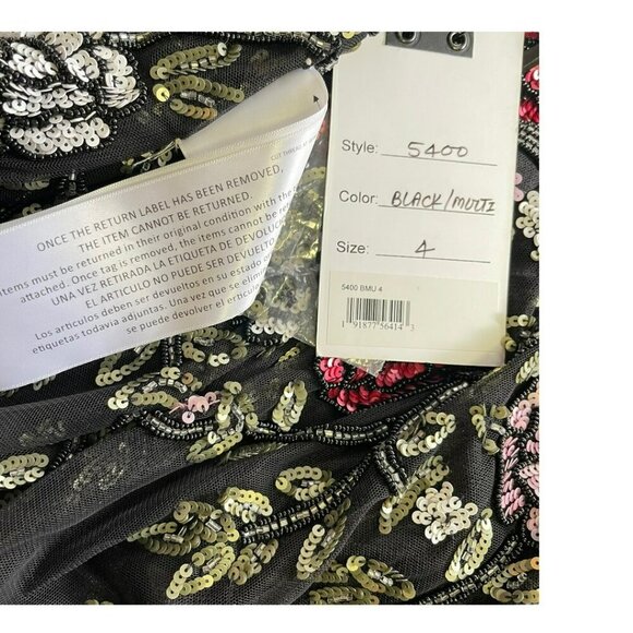 Mac Duggal Sequin Beaded Floral Black Multicolor Formal Maxi Dress Sz 4 NWT - Picture 9 of 9